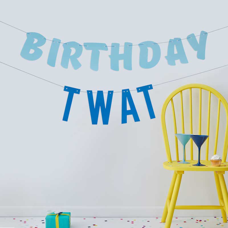 Blue Birthday Twat Paper Banner - 1.5m
