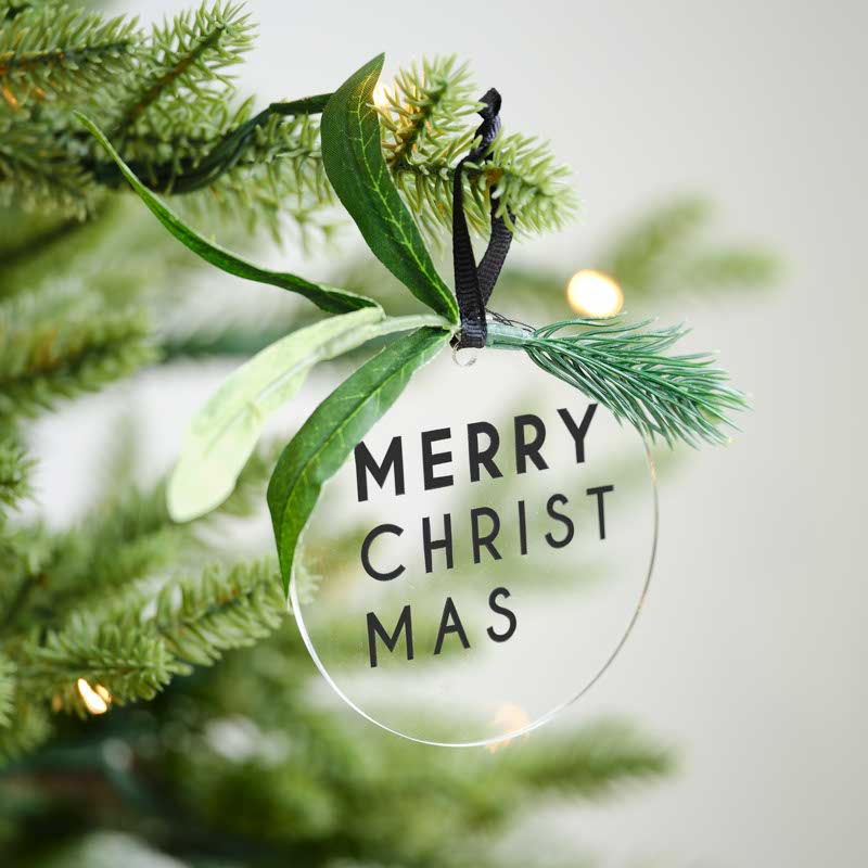 Merry Christmas with Foliage Tree Decorations (4pk)