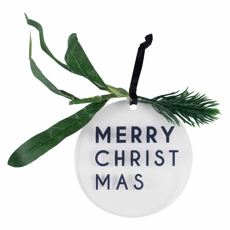 Merry Christmas with Foliage Tree Decorations (4pk)