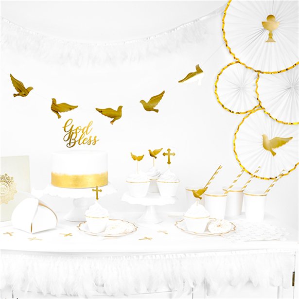 White & Gold Paper Fans (3pk)