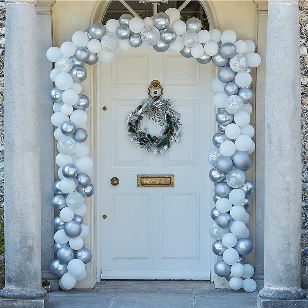 Silver ChristmasBalloon Door Arch - 240 Balloons