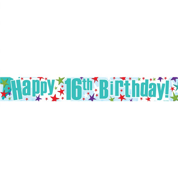 Happy 16th Birthday Paper Banners - 1m (3pk)