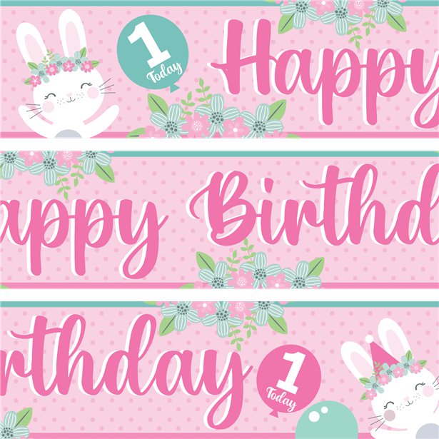 Birthday Bunny Paper Banners - 1m (3pk)