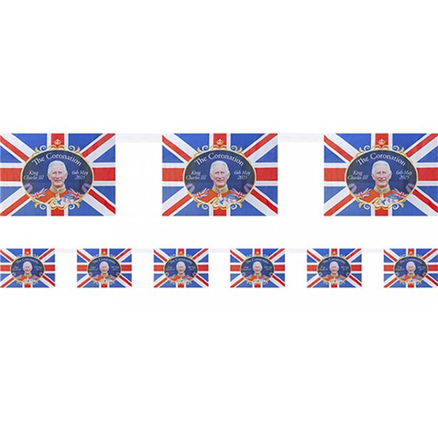 King Charles Coronation Material Bunting - 3.6m