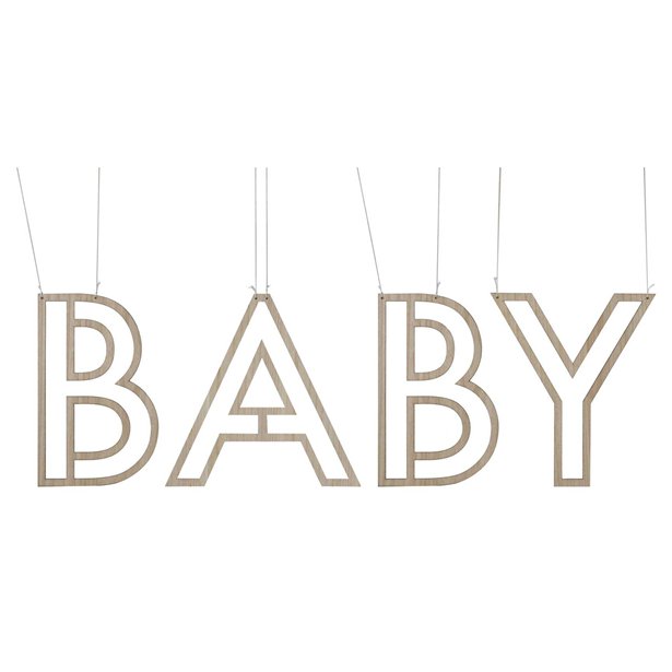 Botanical 'Baby' Wooden Hanging Decoration