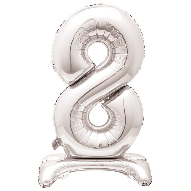Silver Standing Number Balloons - 30" Air Fill