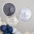 Mix It Up Blue Happy Birthday Double Stuffed Latex Balloons (3pk)