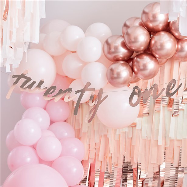 Mix It Up 'Twenty One' Rose Gold Paper Banner - 1.7m