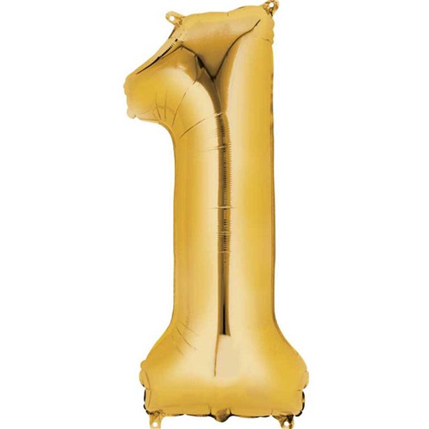 Gold Foil Number Balloons - 16" Air Fill