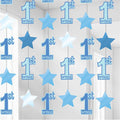 1st Birthday String Decoration Blue (6pk)