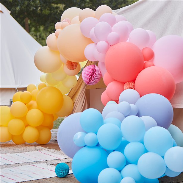 Brights & Fans Balloon Arch Backdrop - 200 Balloons