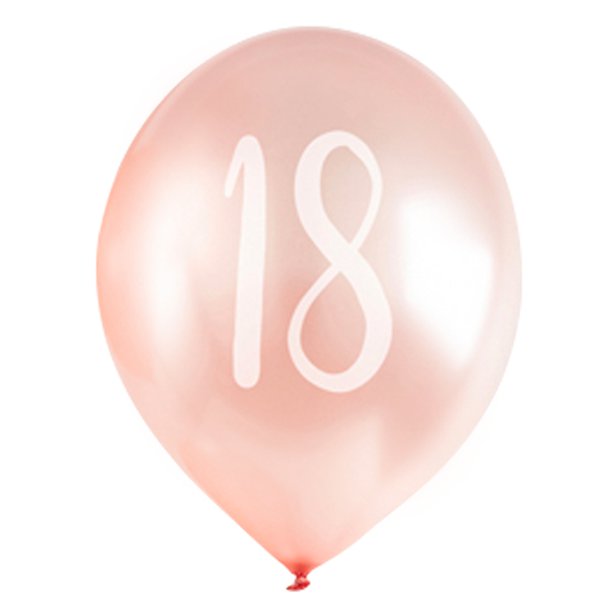 Rose Gold 18th Milestone Balloons - 12" Latex (5pk)