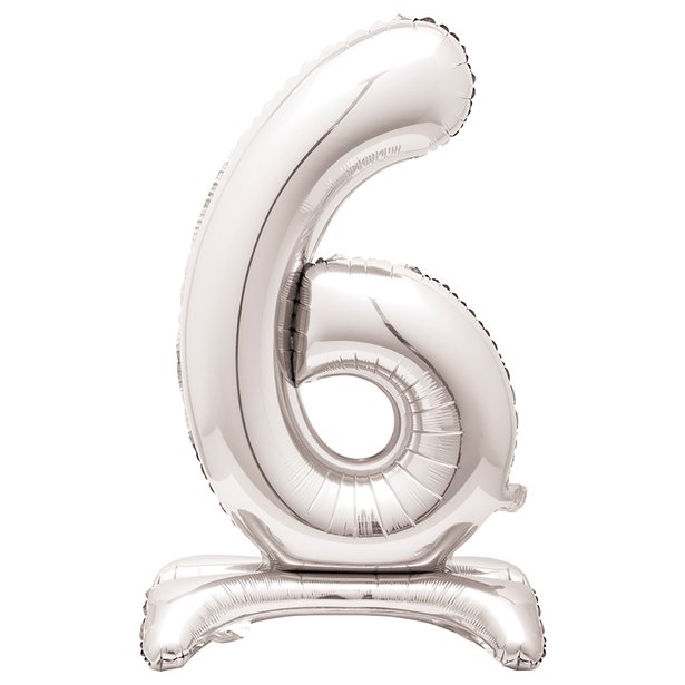 Silver Standing Number Balloons - 30" Air Fill