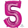 Hot Pink Foil Number 5 Balloon - 34"
