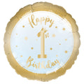 1st Birthday Blue & Gold Balloon - 18" Foil