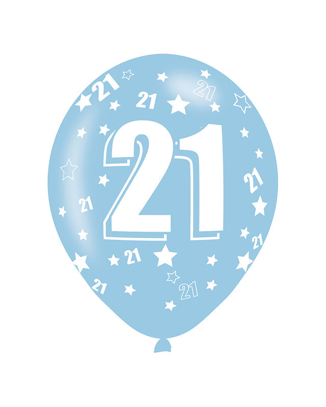 21st Birthday Assorted Balloons - 11'' Latex (6pk)