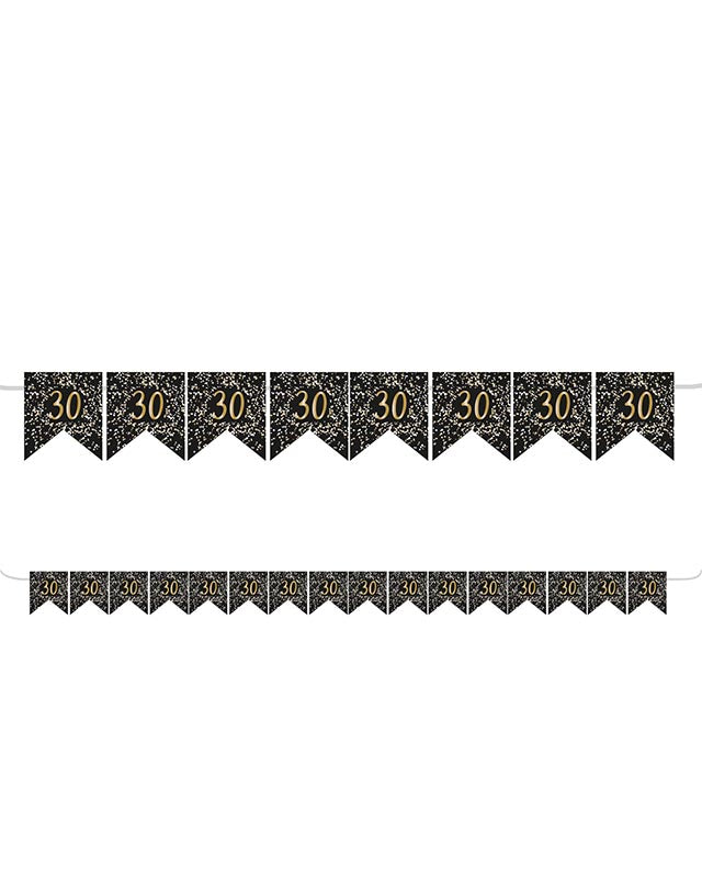 Gold 30th Paper Flag Bunting - 3.2m