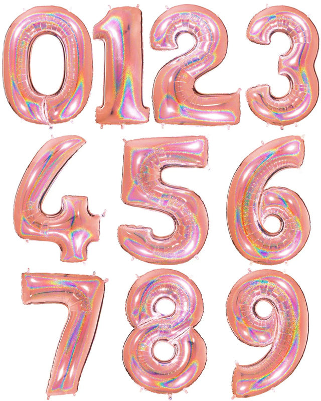 Glitter Rose Gold Foil Number Balloons - 40"