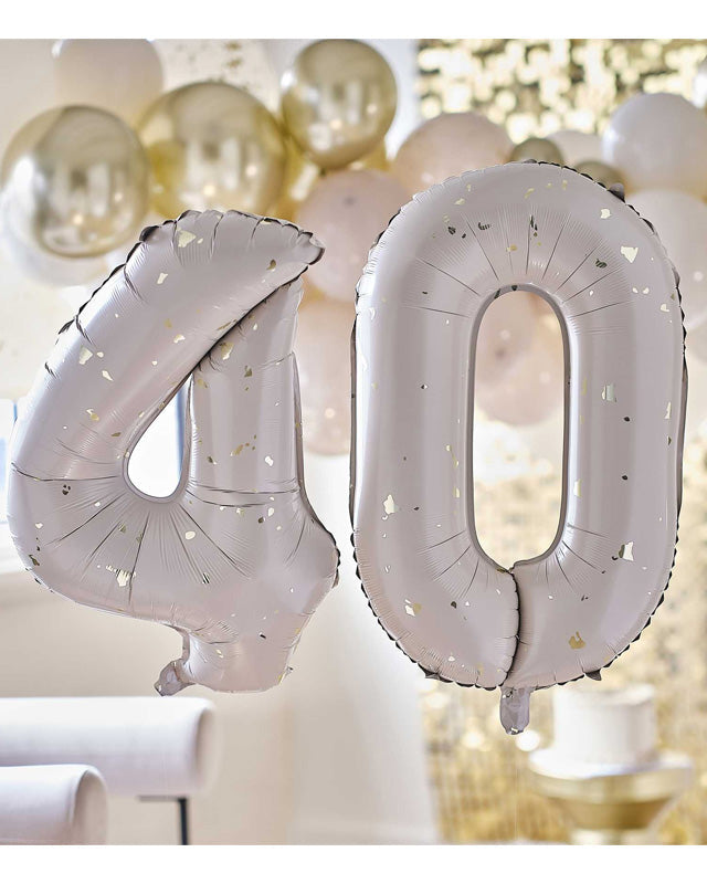 40 Gold Speckle Number Balloons - 26" Foil
